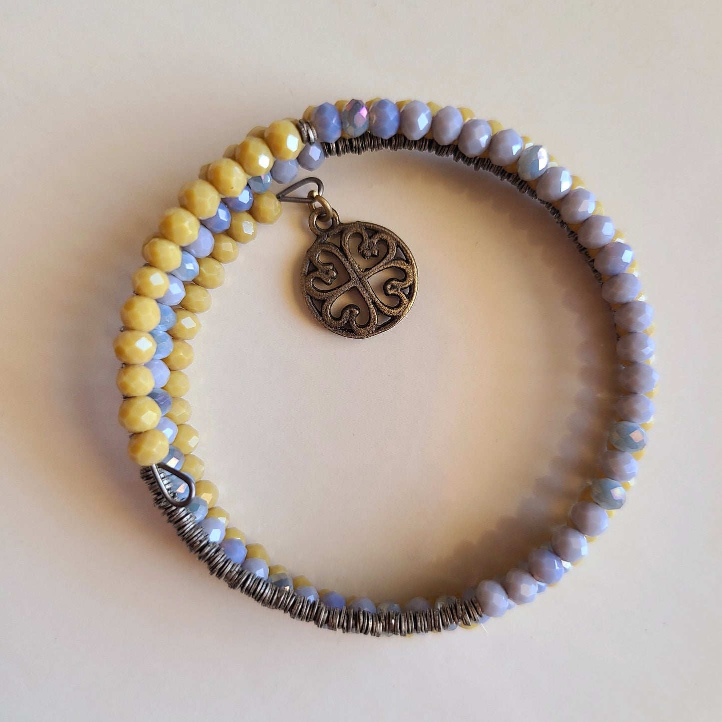 Gray/Yellow Beaded Bracelet
