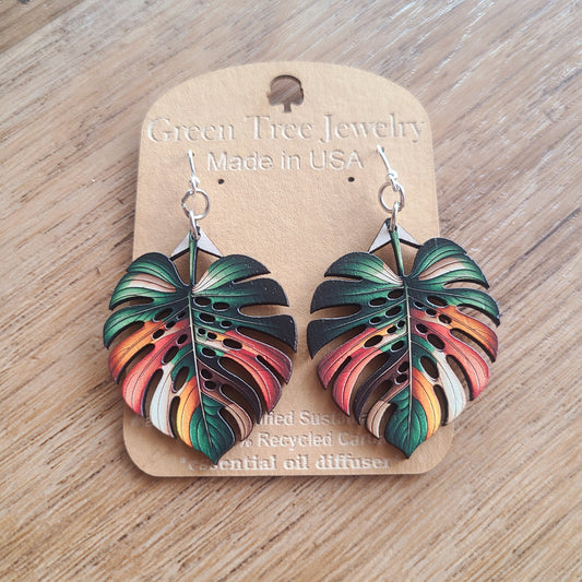 Monstera Leaf Earrings