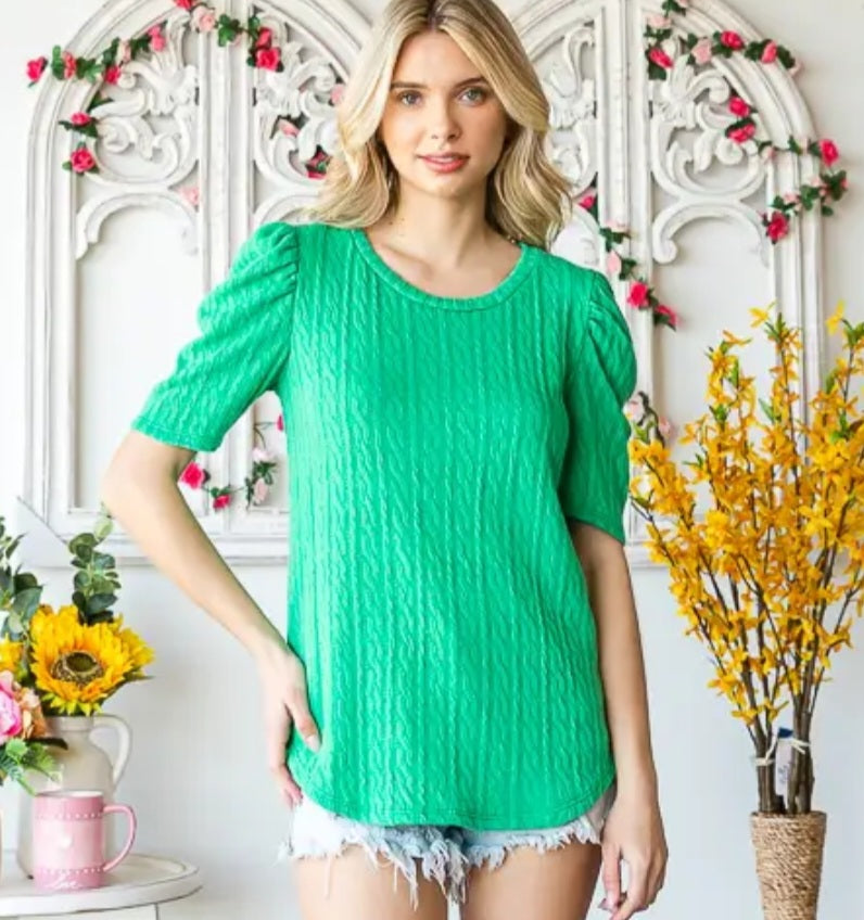 Kelly Green Cable Knit Top