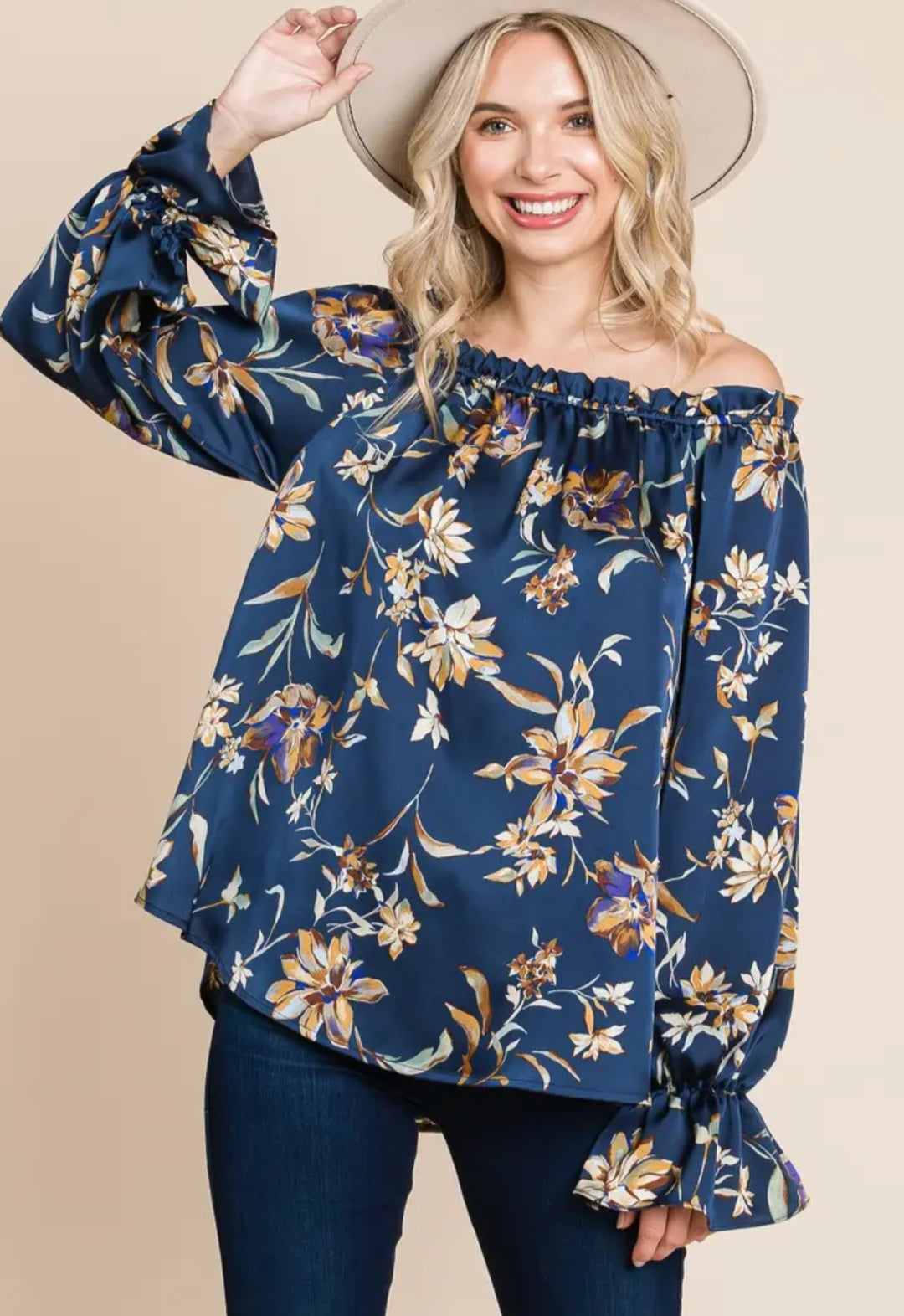 Off-Shoulder Floral Blouse