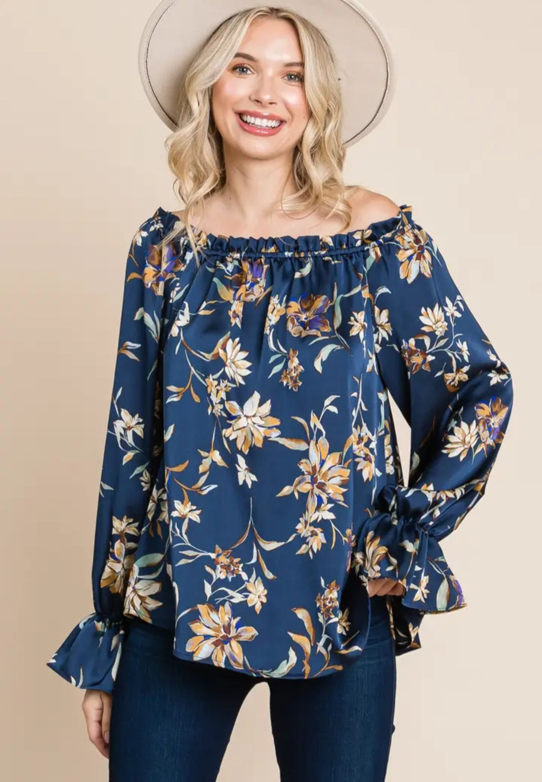 Off-Shoulder Floral Blouse